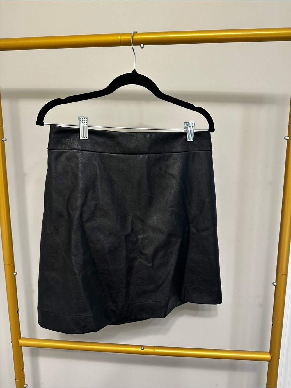 J. Crew Black Faux Leather A-Line Skirt